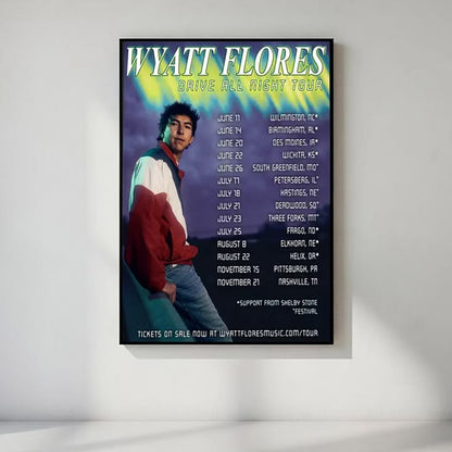 Wyatt Flores Drive All Night Tour Poster, Country Music Concert Print, Western Wall Art, Americana Music Decor, Country Fan Gift