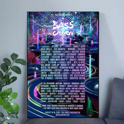 Bass Canyon Festival Poster, EDM Lineup Wall Art, Excision Inspired Concert Print, Dubstep Music Decor, Rave Festival Gift