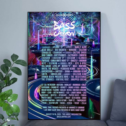 Bass Canyon Festival Poster, EDM Lineup Wall Art, Excision Inspired Concert Print, Dubstep Music Decor, Rave Festival Gift
