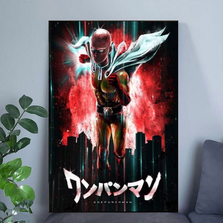 ONE-PUNCH Man Japanese Anime Poster Living Room Walls Decor Home Poster Size 24''x36''