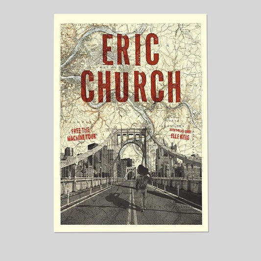Eric Church The Machine Tour Poster Pittsburgh 2025 Size 24''x36''
