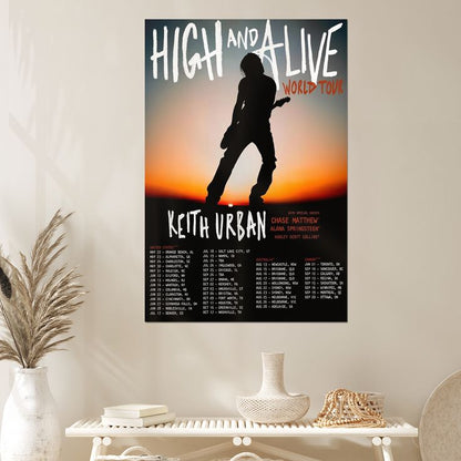 Keith Urban 2025 Tour Poster – High and Alive World Concert Retro Style - Size 24''x36''