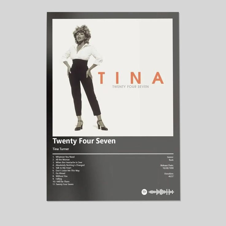 Music Poster - Tina Turner, Twenty Four Seven Album - Size 24x36