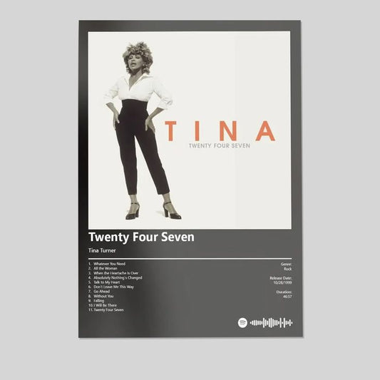 Music Poster - Tina Turner, Twenty Four Seven Album - Size 24x36