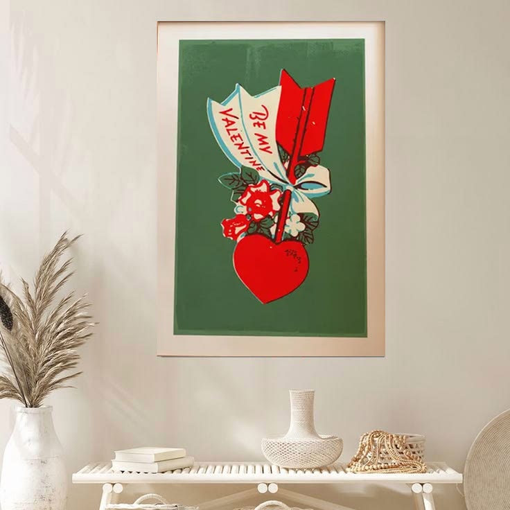 Retro Valentines Day Art Be My Valentine Poster Full Size 24''x36''