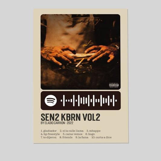 Music Poster Eladio Carrion SEN2 KBRN, VOL. 2 5 Canvas Poster Bedroom Decoration Landscape Retro Style - Size 24''x36''