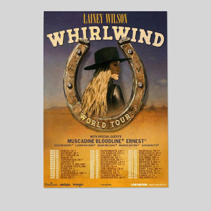 Lainey Wilson Whirlwind World Tour 2025 Poster Size 24''x36''