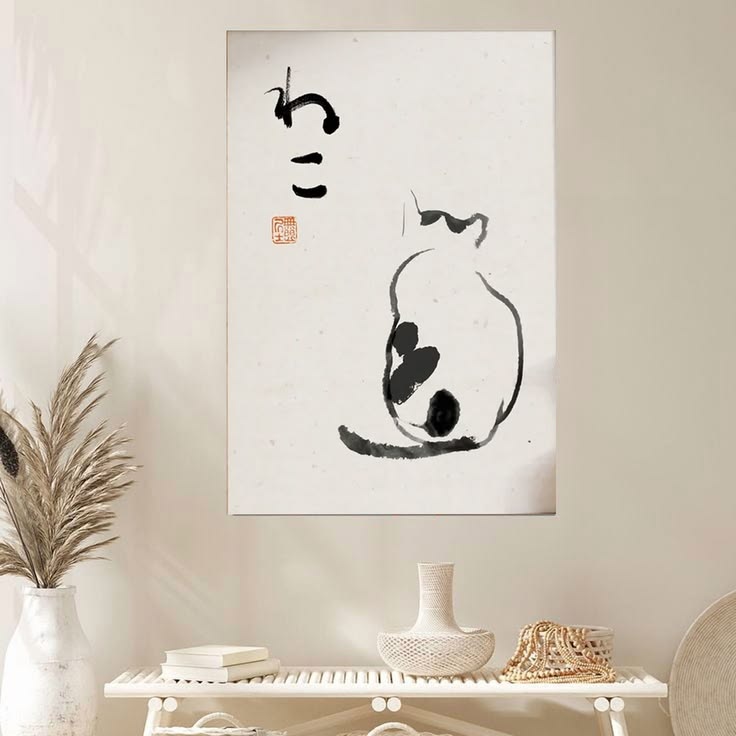 Japanese Cat Art Poster Full Size 24''x36''