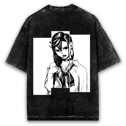 DANDADAN AIRA SHIRATORI "BLACK & WHITE" VINTAGE WASHED TEE