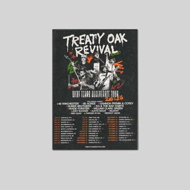 Treaty Oak Revival Poster, West Texas Degenerate Tour Print, Country Rock Wall Art, Americana Concert Decor