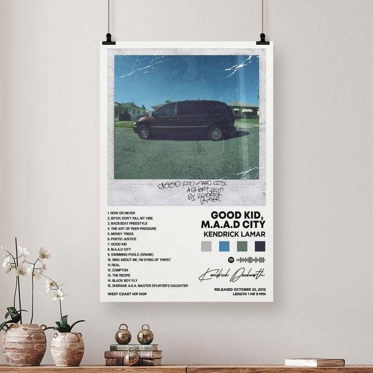 Kendrick Poster Lamar Good Kid, M.A.A.d City Album Cover Canvas Posters for Room Aesthetic Gift Size 24''x36''