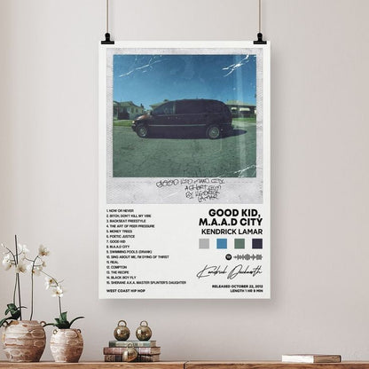 Kendrick Poster Lamar Good Kid, M.A.A.d City Album Cover Canvas Posters for Room Aesthetic Gift Size 24''x36''