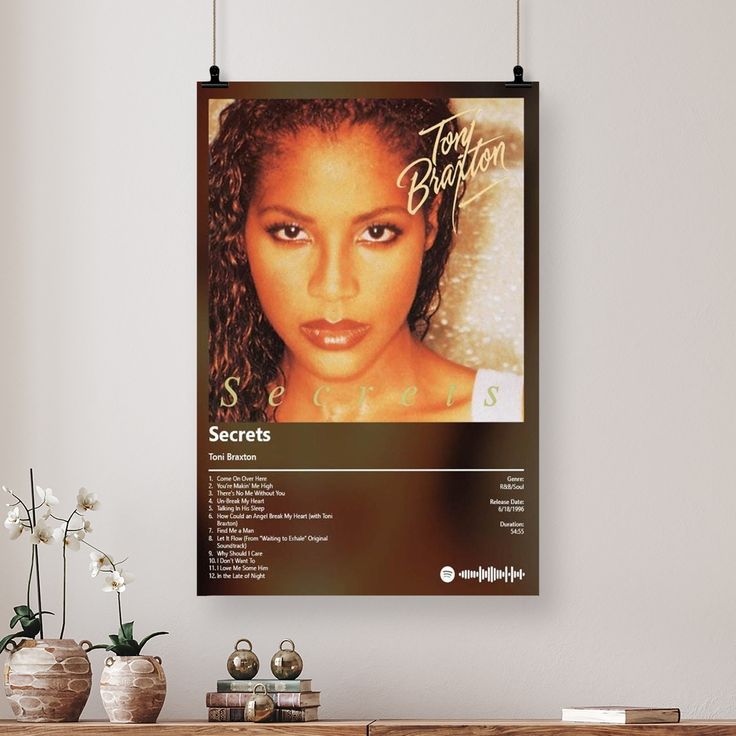 Music Poster - Toni Braxton - Secrets Album Retro Style - Size 24x36