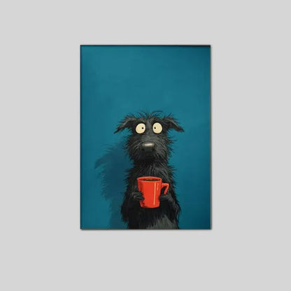 Lucky Shop Coffee Dog — Whimsical Animal Illustration Poster Full Size 24''x36''