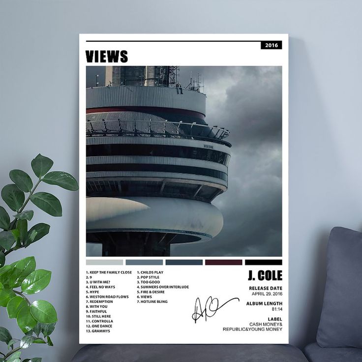 DRAKE Poster VIEWS Album Canvas Poster Unframe Size 24''x36''