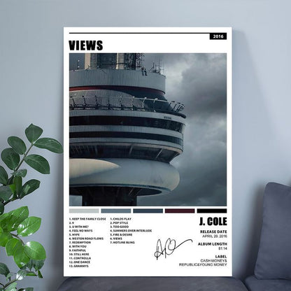 DRAKE Poster VIEWS Album Canvas Poster Unframe Size 24''x36''