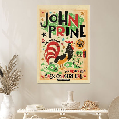 John Prine concert poster - 2015 signed by the artist Retro Style - Size 24''x36''