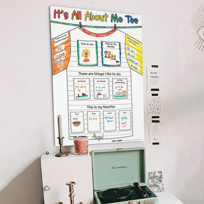 Really Good Stuff Ready-To-Decorate All About Me Tee Posters Retro Style - Size 24''x36''