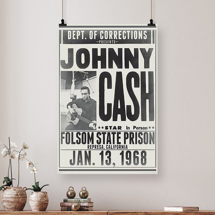 Music Poster Johnny Cash Department of Corrections Folsom State Prison Concert Poster
