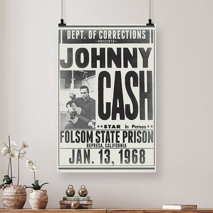 Music Poster Johnny Cash Department of Corrections Folsom State Prison Concert Poster