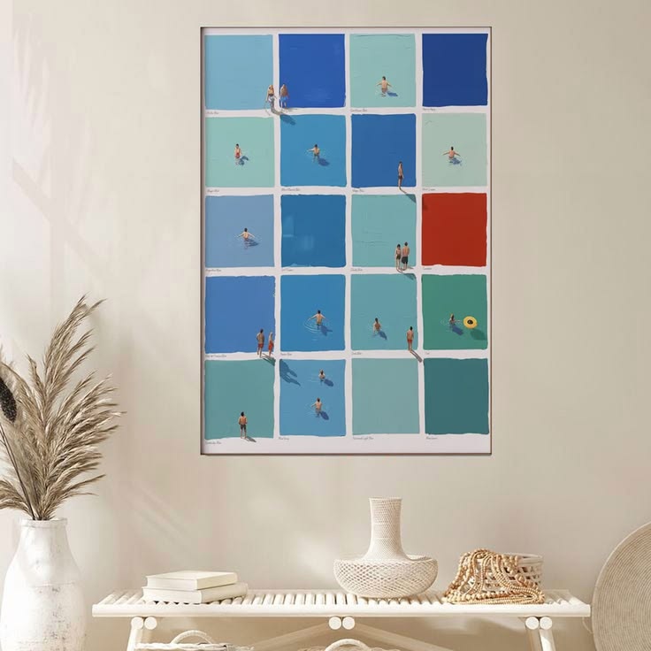 Surreal Summer Swimmers Art Poster Full Size 24''x36''