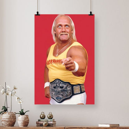 Hulk Hogan  championship belt in 1980s in the ring 2025 Size 24''x36''