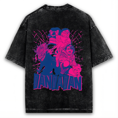 2-SIDED DANDADAN "NEON GLOW" BLUE & PINK VINTAGE WASHED TEE