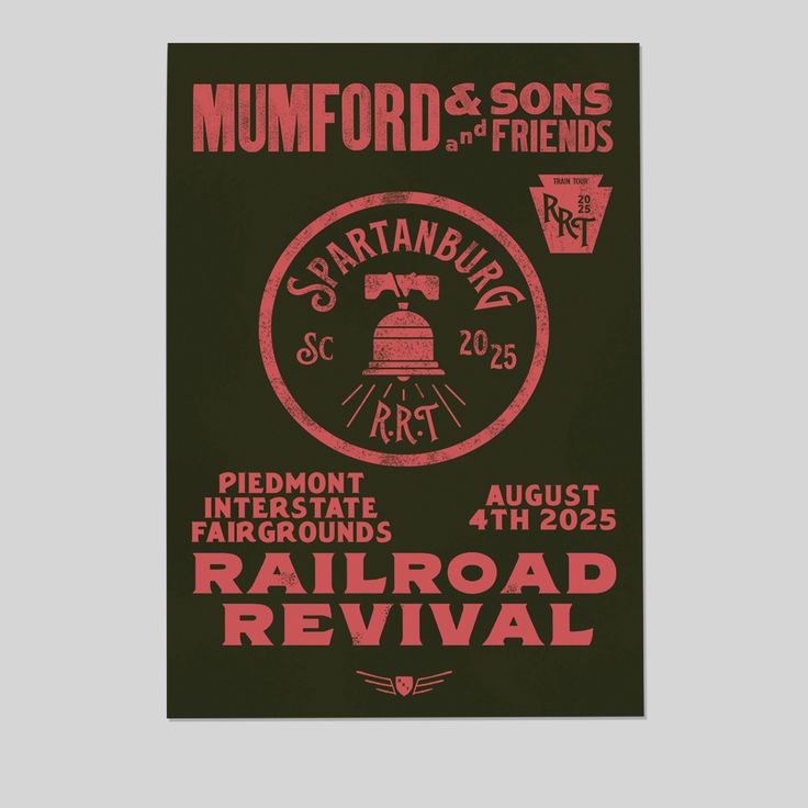 Mumford And Sons 2025 Railroad Revival Tour In Spartanburg SC At Piedmont Fairgrounds On August 2025 Home Decor Poster Size 24''x36''