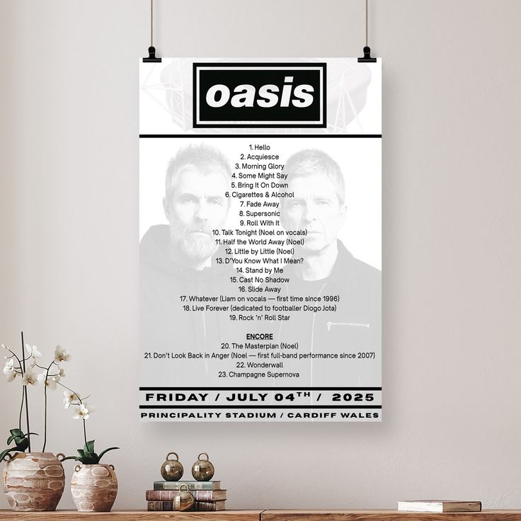 Music Poster- Oasis Comeback Tour 2025 Poster - Vintage Style - Size 24x36