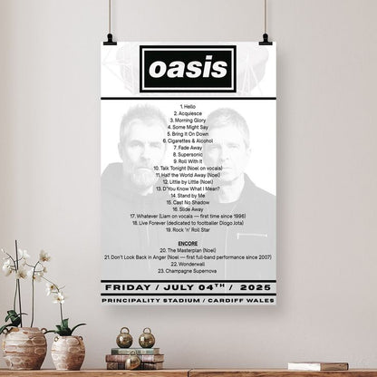 Music Poster- Oasis Comeback Tour 2025 Poster - Vintage Style - Size 24x36
