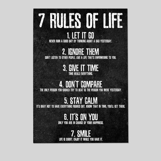 Rules of Life Motivational Poster Unframed, Printed on Premium Cardstock Paper Size 24''x36''