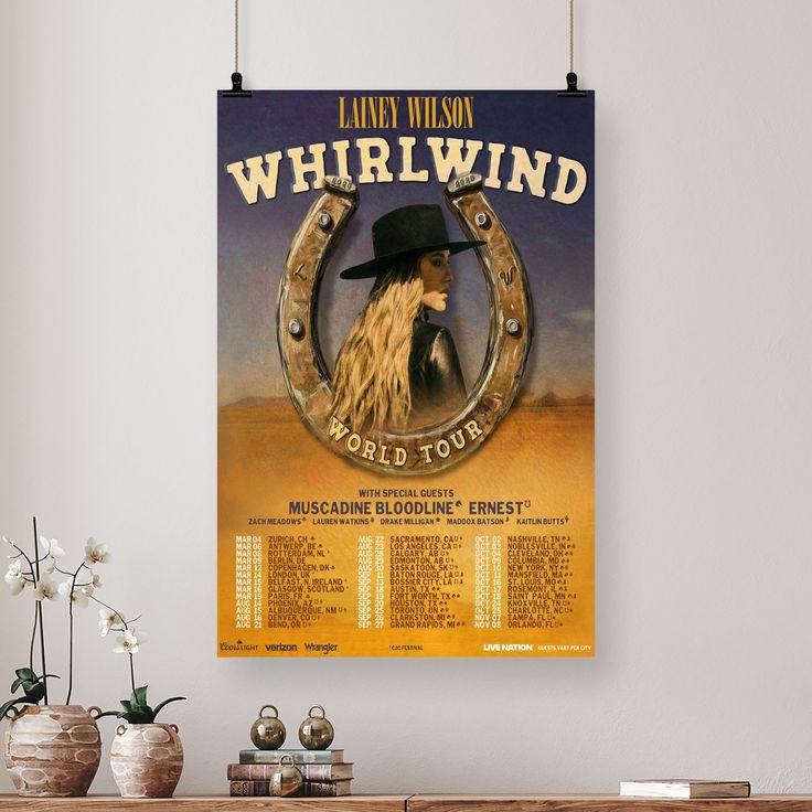 Lainey Wilson Whirlwind World Tour 2025 Poster Size 24''x36''