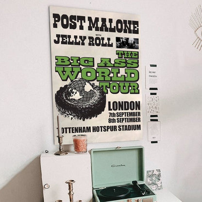 NEW Post Malone With Jelly Roll The Big Ass World Tour 2025 Poster Size 24''x36''