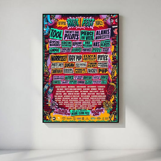 Riot Fest Chicago Poster, Vintage Festival Lineup Print, Punk Rock Band Wall Art, Concert Memorabilia Decor for Music Fans