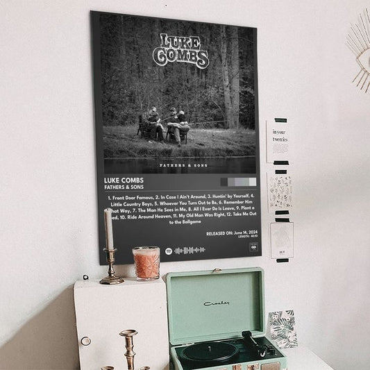 Luke Combs Fathers & Sons Poster Music Poster Size 24''x36''