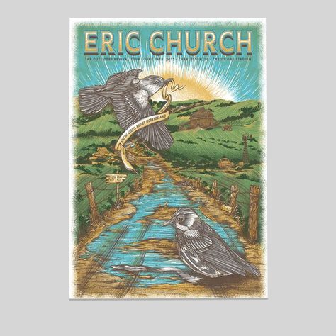 Eric Church Charleston  Screen Print Poster Size 24''x36''