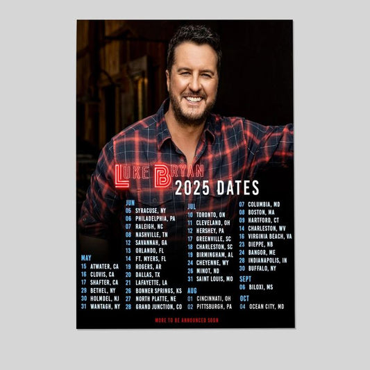 Poster Luke Bryan Tour 2025 Poster Size 24''x36''