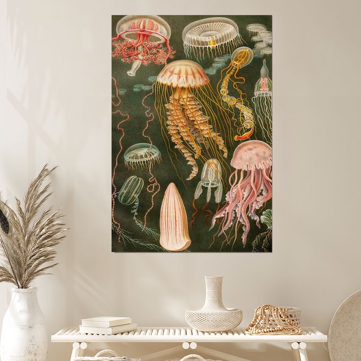 Vintage Jellyfish Poster, Ocean Art Poster Full Size 24''x36''