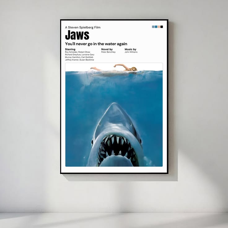 Jaws Poster, Thriller, Suspenseful Cinematic Wall Art
