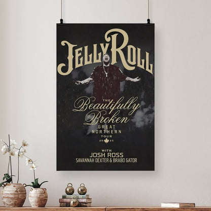 JELLY ROLL The Beautifully Broken Great Northern 2025 Tour Poster - Wall Decor Size 24''x36''