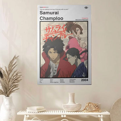 Samurai Champloo Anime Poster: Minimalist Manga Art Print