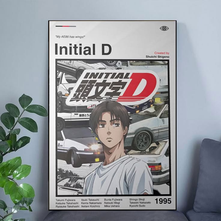 Initial D Anime Poster: Minimalist Manga Art Print
