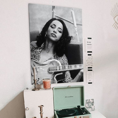 Sade Adu Playing Guitar Vintage Poster  Soul Music Prints Size 24''x36''