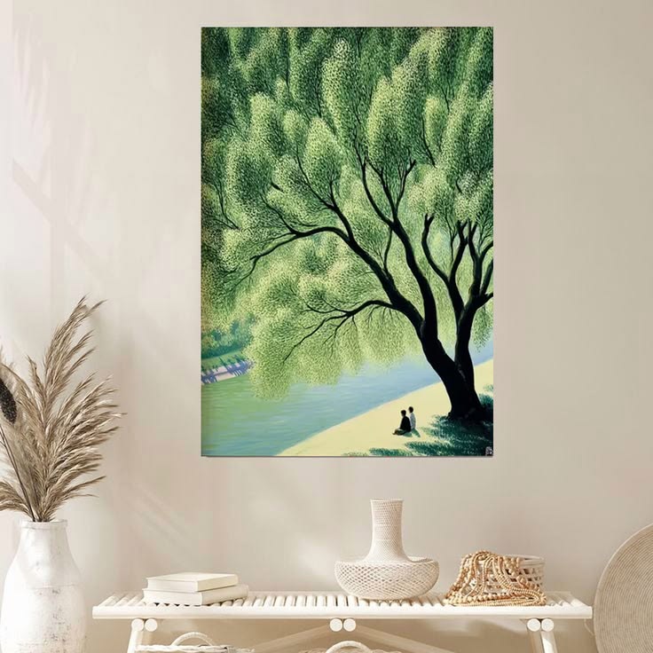 Giant Green Tree Poster, Peaceful Nature Wall Art Poster Full Size 24''x36''