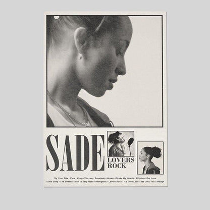 Music Poster -Sade Adu Lovers Rock Album - Retro Style - Size 24x36