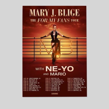 Poster Mary J. Blige E The For My Fans 2025 Tour Poster Size 24''x36''