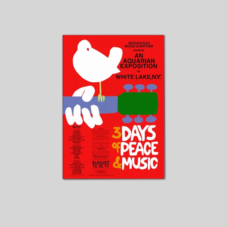 1969 Woodstock Festival Poster Full Size 24''x36''