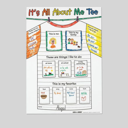 Really Good Stuff Ready-To-Decorate All About Me Tee Posters Retro Style - Size 24''x36''