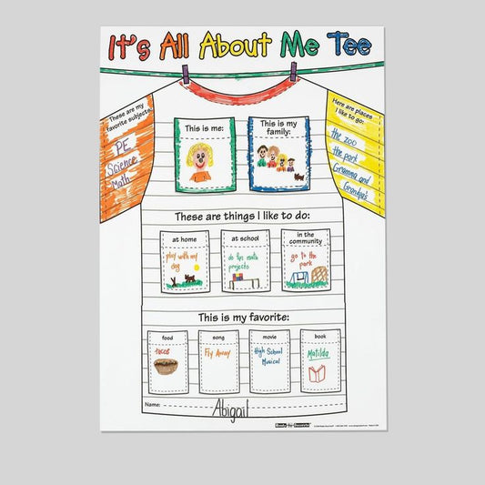 Really Good Stuff Ready-To-Decorate All About Me Tee Posters Retro Style - Size 24''x36''