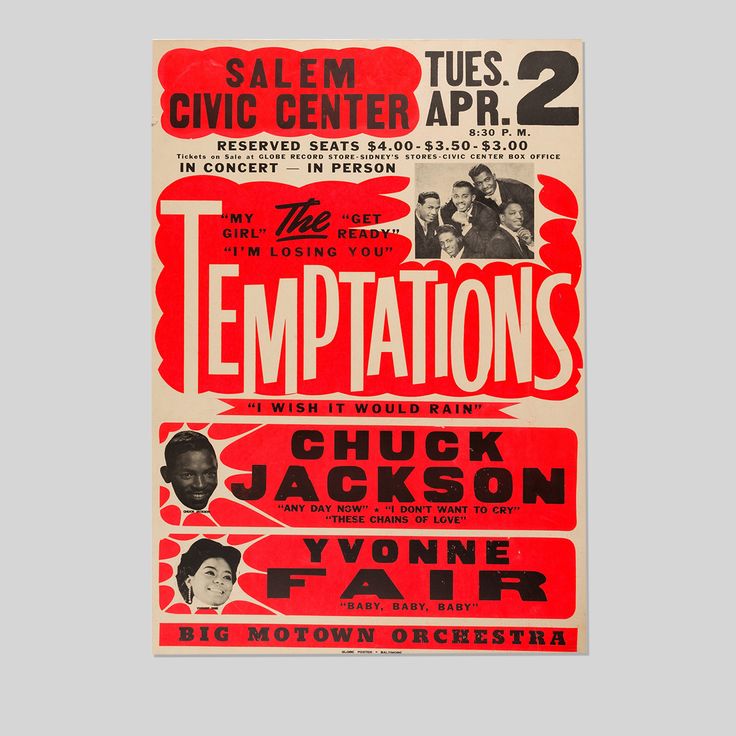 The Temptations - Concert Poster Retro Style - Size 24''x36''